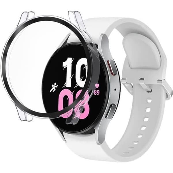 Coque kompatibel med Samsung Galaxy Watch 5 44mm - Hård skydd transparent fodral med härdat glas Phonillico®