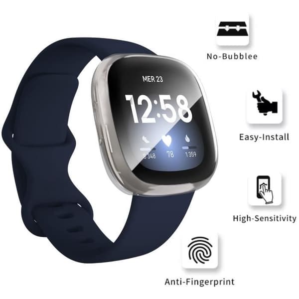 Fitbit Versa 3 - Fitbit Sense-kompatibelt fodral [2-pack] Mjukt TPU-skyddande genomskinligt fodral Phonillico®