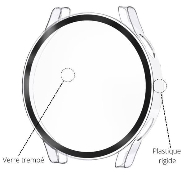 Fodral kompatibelt med Samsung Galaxy Watch 4 44mm - Hårt skyddande fodral med transparent härdat glas Phonillico®
