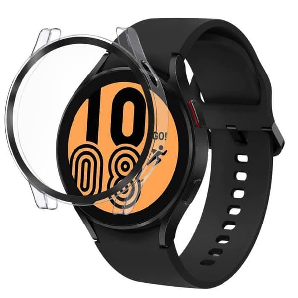 Coque kompatibel med Samsung Galaxy Watch 4 44mm - Hårdt beskyttende transparent etui med hærdet glas Phonillico®