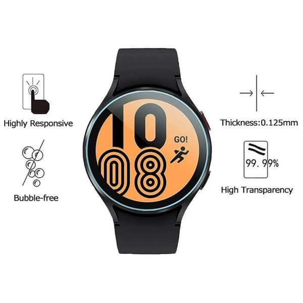 Härdat Glas för Samsung Galaxy Watch 5 Watch 4 44mm [2-pack] Skärmskydd Film Klocka Rep resistant Phonillico®