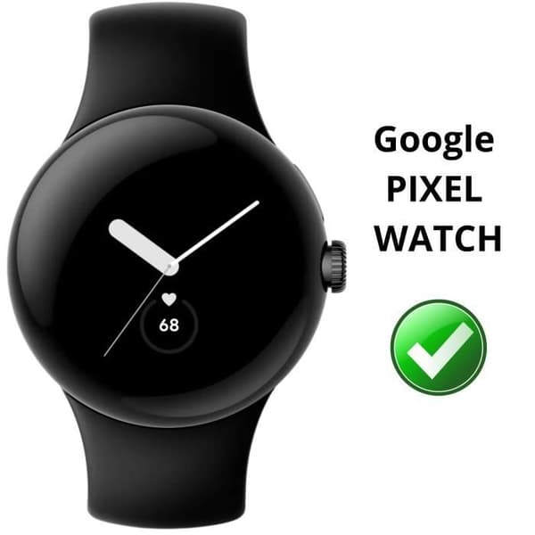 Skyddande skal kompatibelt med Google Pixel Watch - Hårt skydd svart fodral med härdat glas Phonillico®
