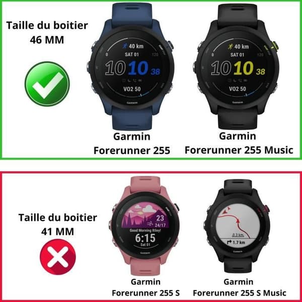 Härdat glas för Garmin Forerunner 255 - Forerunner 255 Music [2-pack] Skärmskydd för klocka Anti-repa Phonillico®