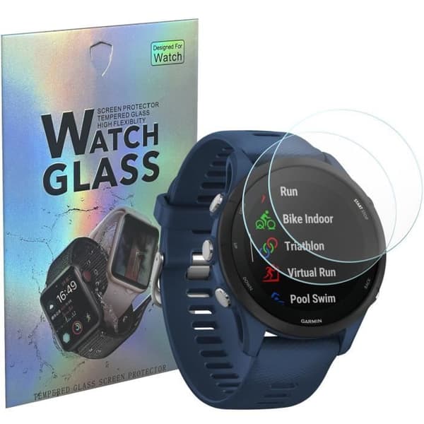 Härdat glas för Garmin Forerunner 255 - Forerunner 255 Music [2-pack] Skärmskydd för klocka Anti-repa Phonillico®