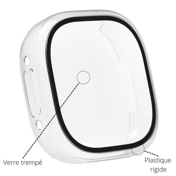 Fitbit VERSA 4 - Fitbit SENSE 2-kompatibelt fodral - Hårt skyddande fodral Transparent härdat glasskärm Phonillico®