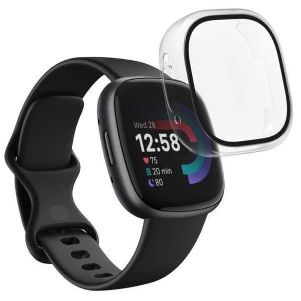 Fitbit VERSA 4 - Fitbit SENSE 2-kompatibelt fodral - Hårt skyddande fodral Transparent härdat glasskärm Phonillico®