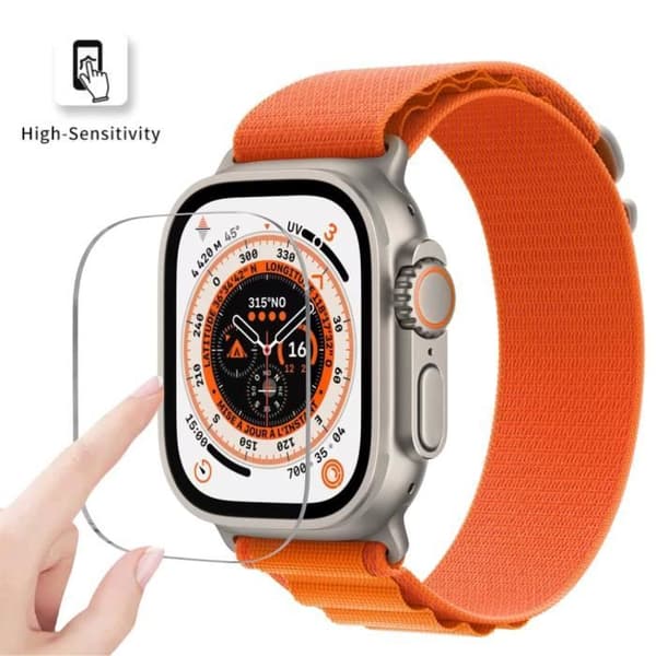 Härdat Glas för Apple Watch ULTRA 49mm [Pack 2] Skärmskyddsfilm för Smartwatch Phonillico®
