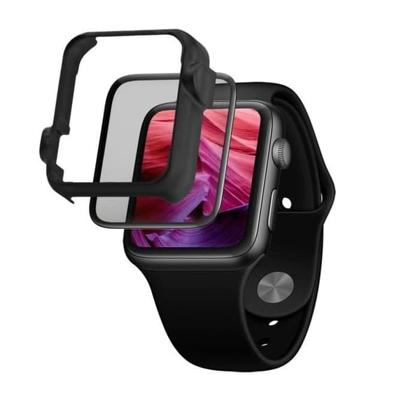 FAST 3D Heltäckande härdat glasskydd för Apple Watch 40 mm med applikator, med helskärmslim, svart