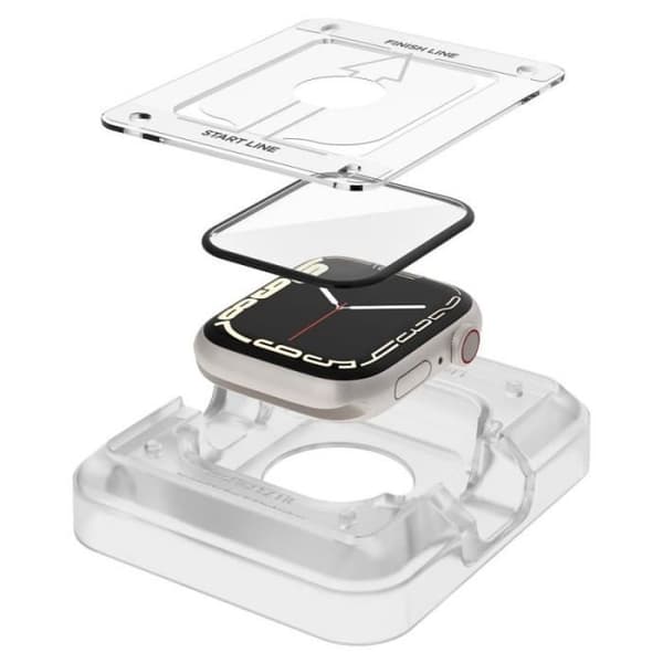 Spigen Proflex EZ FIT - Skärmskydd för Apple Watch 8 / 7 45 mm (2 st) - Härdat glas - Vit