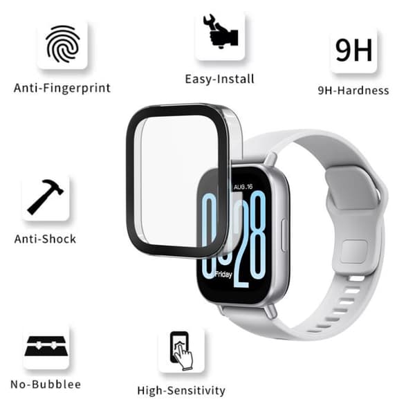 Kompatibelt fodral för Xiaomi Redmi Watch 5 Active - Hårt skyddsfodral Transparent härdat glasskärm Phonillico®