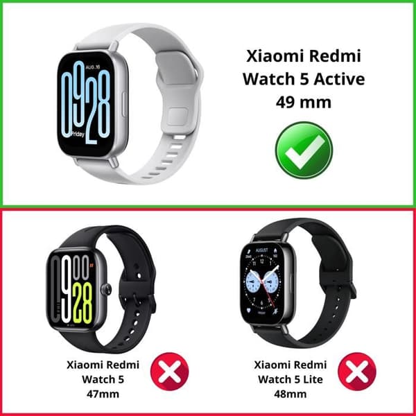 Kompatibelt fodral för Xiaomi Redmi Watch 5 Active - Hårt skyddsfodral Transparent härdat glasskärm Phonillico®