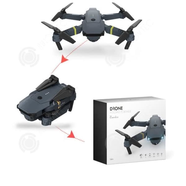 INN® Drone Black Version HD Drone Aircraft 4k HD Dual Camera Model E58 Boy Toy Antenn Fjärrkontroll Flygplan Hopfällbar Bärbar Drönare
