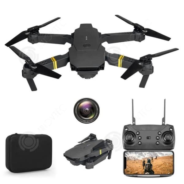 INN® Drone Black Version HD Drone Aircraft 4k HD Dual Camera Model E58 Boy Toy Antenn Fjärrkontroll Flygplan Hopfällbar Bärbar Drönare