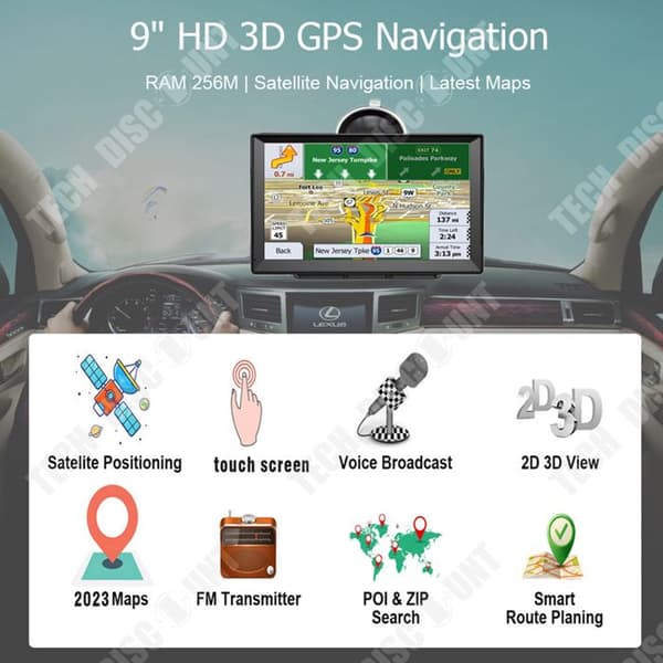 TD® Bluetooth bilnavigator 9 tum kapacitiv bluetooth praktisk gps-navigator hd röstnavigering pekskärmsnavigator