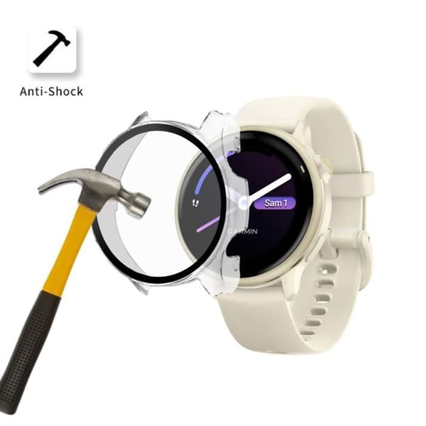 Garmin Vivoactive 6 kompatibelt fodral - Hårt skyddande smartklockasfodral Transparent härdat glasskärm Phonillico®