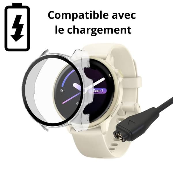 Garmin Vivoactive 6 kompatibelt fodral - Hårt skyddande smartklockasfodral Transparent härdat glasskärm Phonillico®