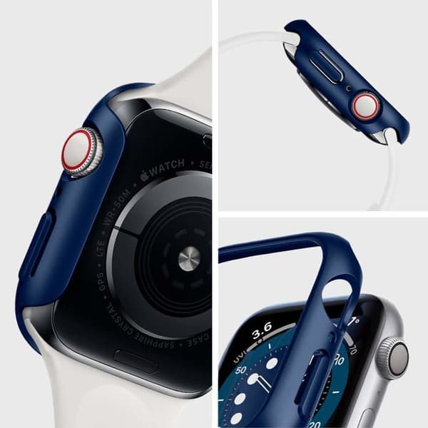 Spigen - ACS02223 - Thin Fit Fodral kompatibel med Apple Watch Series 6 SE 5 4 44mm - Blå