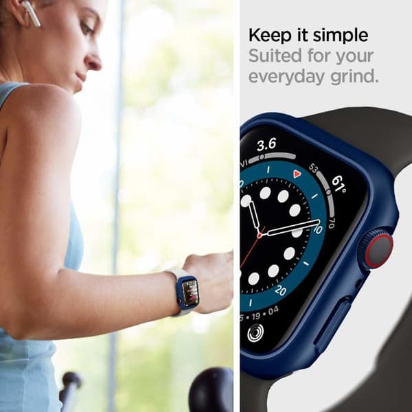 Spigen - ACS02223 - Thin Fit Fodral kompatibel med Apple Watch Series 6 SE 5 4 44mm - Blå