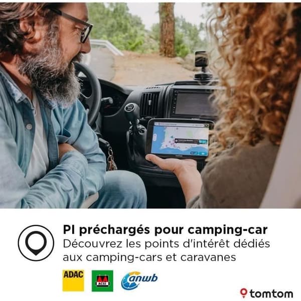 TomTom - GO Camper Max 2. generation - GPS til autocampere, campingvogne og biler - 7 tommer - Dedikerede interessepunkter - Verdenskort