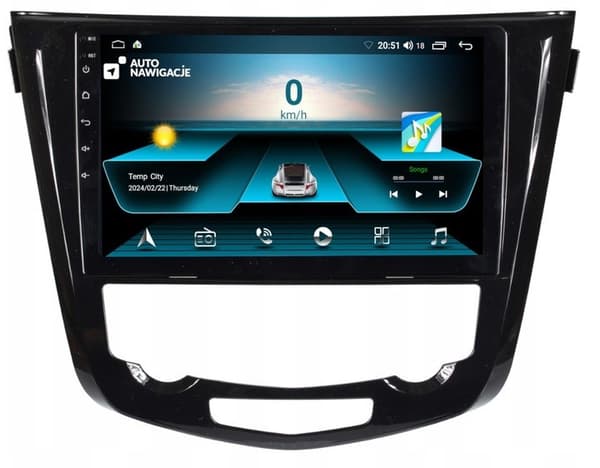 RADIO NAVIGATION GPS NISSAN QASHQAI X-TRAIL 2014+ ANDROID automatisk klimaanlæg