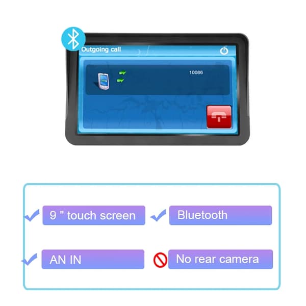 Anfilite GPS Navigator, 9 Tommer Touch Skærm, Bluetooth Forbindelse,med Bluetooth