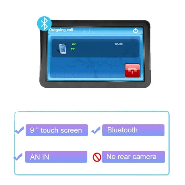 Anfilite GPS Navigator, 9 Tommer Touch Skærm, Bluetooth Forbindelse,med Bluetooth
