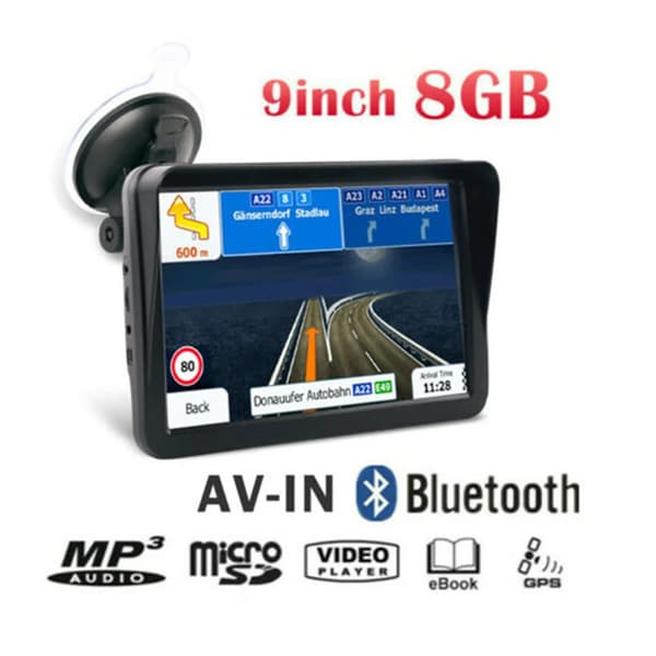 Bil GPS Navigator, 9-tommer Touch Skærm, Livstids Kortopdateringer,Med Bluetooth, Europa