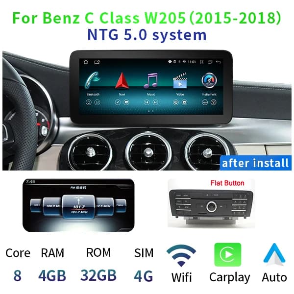 Bil GPS Navi-afspiller, Android 12, Touch-skærm, NTG 50 4-32GB, otte kerne