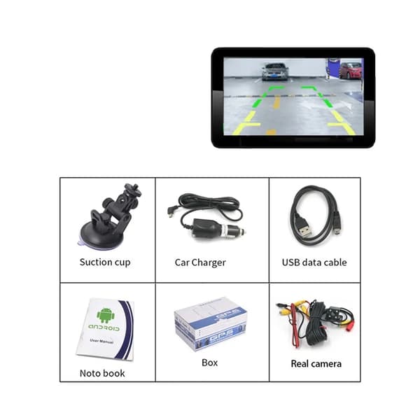 GPS-navigation, 7 tommer kapacitiv skærm, Bluetooth-forbindelse, med bagkamera, Tilføj 32gb kort