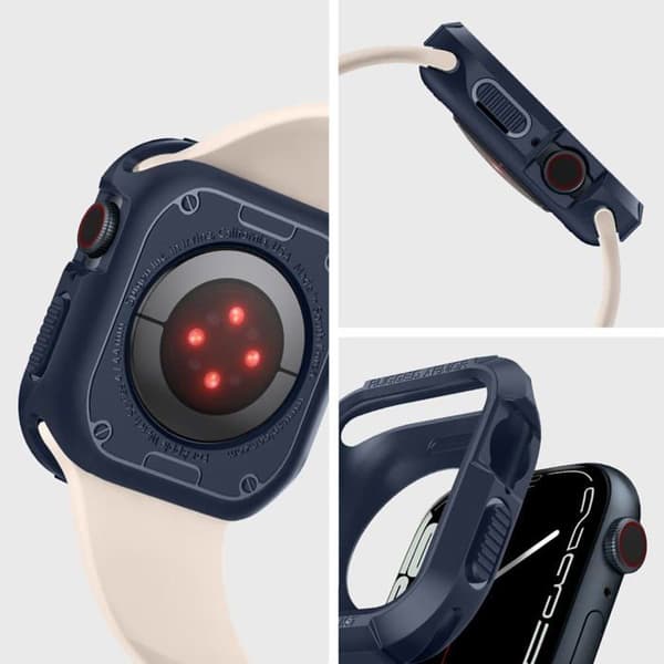 Spigen - ACS02224 - Robust pansarfodral kompatibel med Apple Watch Serie 9 8 7 45mm och Serie SE2 6 5 SE 4 44mm - Blå