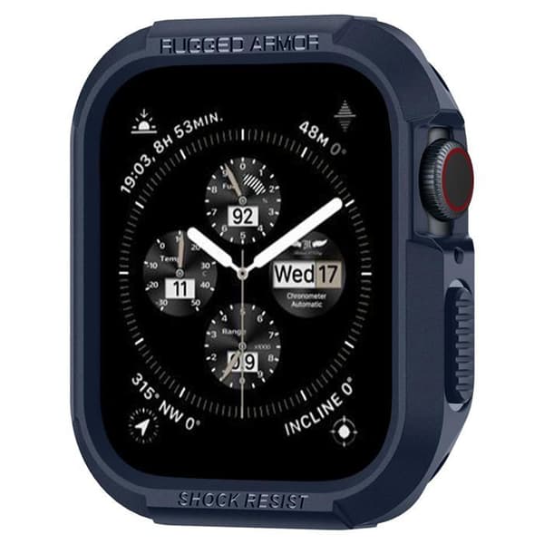 Spigen - ACS02224 - Robust pansarfodral kompatibel med Apple Watch Serie 9 8 7 45mm och Serie SE2 6 5 SE 4 44mm - Blå