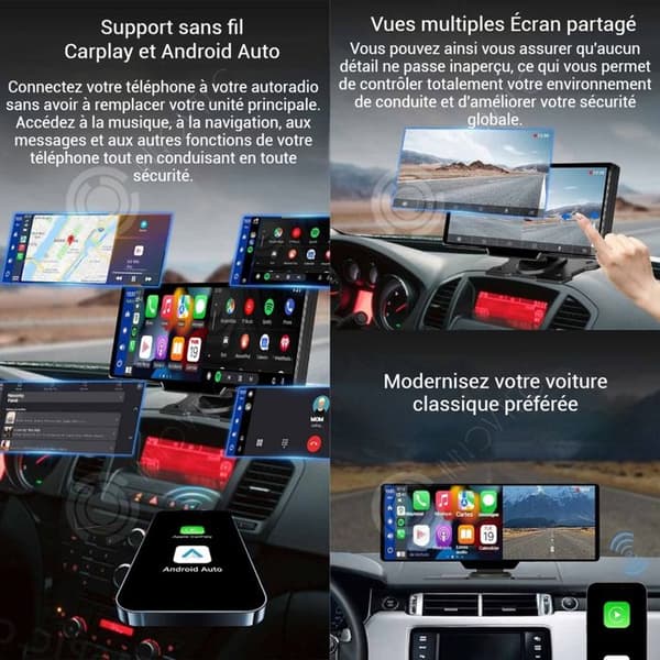 INN GPS bil 7-32V med IPS pekskärm på 10 tum och 1080p backkamera CarPlay trådlös bilradio med GPS-navigering
