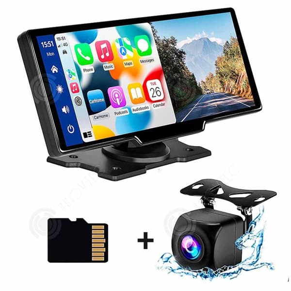 INN GPS bil 7-32V med IPS pekskärm på 10 tum och 1080p backkamera CarPlay trådlös bilradio med GPS-navigering