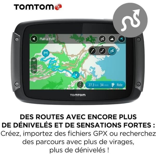 TomTom GPS Motorcycle RIDER 550 Premium Pack 4,3 tum, världskarta, TomTom Traffic, varningar om farozoner, handsfree-samtal