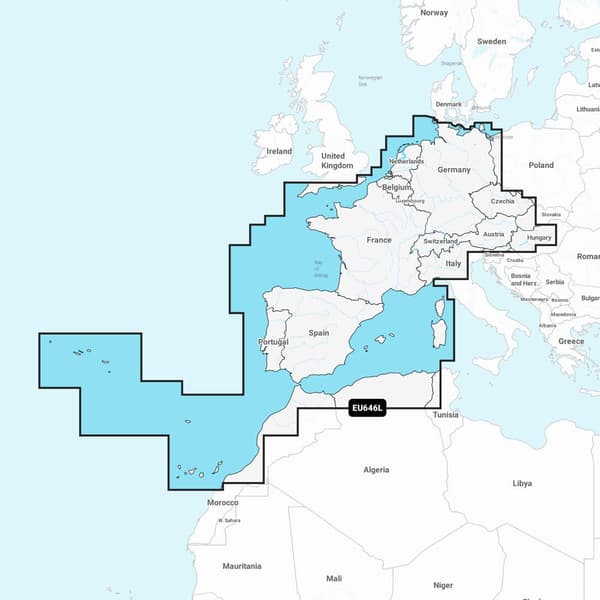 Garmin Keski-ja Länsi-eurooppa Merikartat Navionics Vision+™ Monivärinen