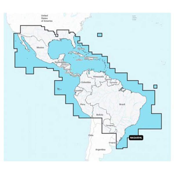 Navionics Mexico Caribien Til Brasilien Sa Nasa004l-004l-fast Kort Blå