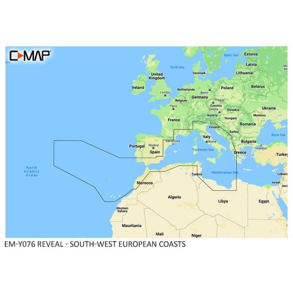 C-map Sydvästeuropas Kuster L Diagram Nautica Blå