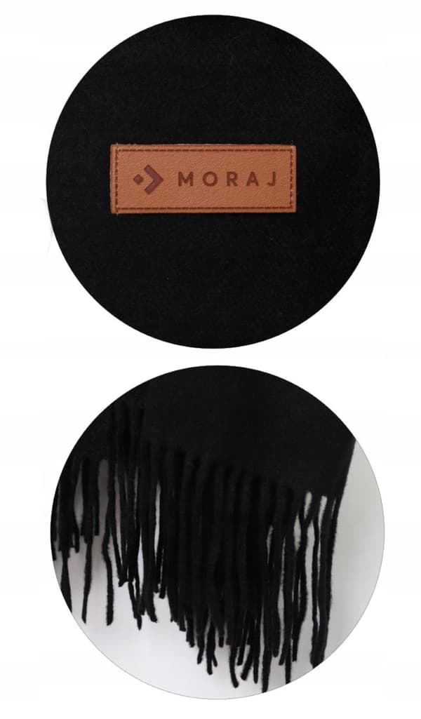 Lämmin musta huivi hapsuilla Klassinen ja elegantti kylmiin päiviin MORAJ