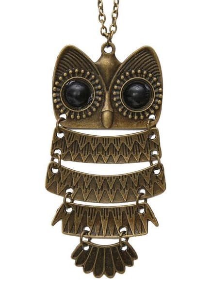 Halskjede stor ugle Bronse vintage retro mote hot new
