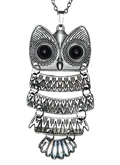 Halsband stor uggla Silver vintage retro mode het nyhet