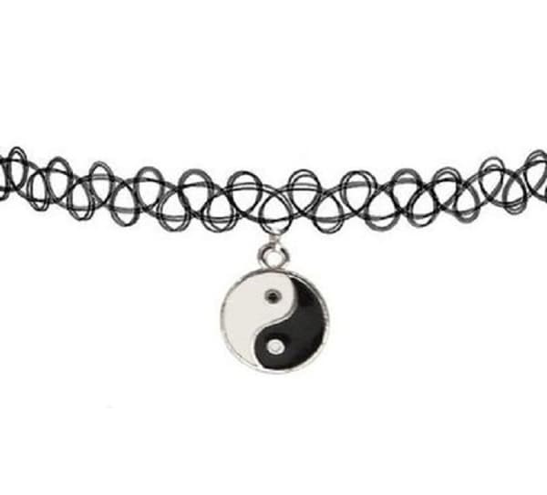 Choker - Yin Yang - Tattoo - 90-tal Spets halsband