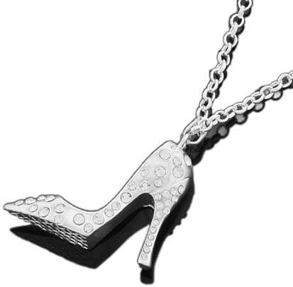 Stor sko Halsband med kristaller och lång kedja