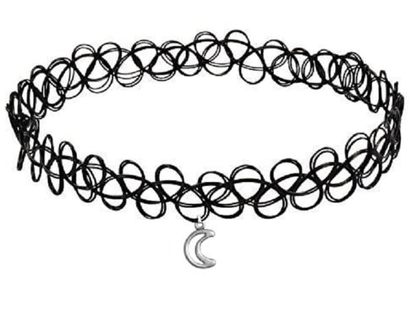 Choker/Kaulanauha - Crescent Moon - Tattoo - Lace