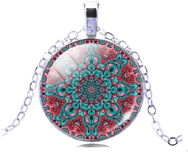 Mandala - Halsband - Turkos/Rosa - Boho Hippie