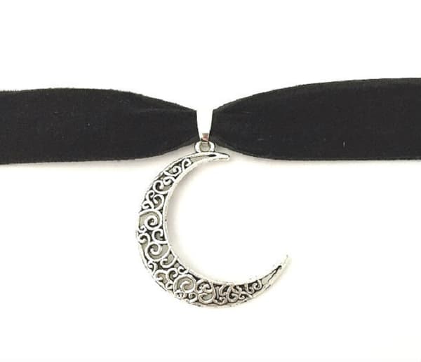 Choker/Kaulanauha - Crescent Moon - Velvet