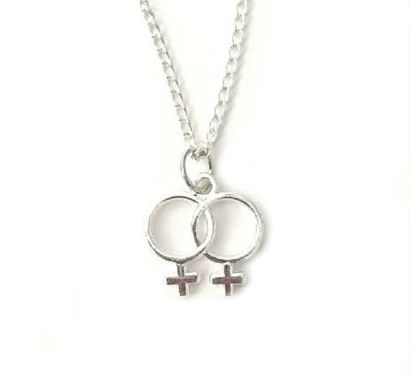 Necklace/Kaulakoru - Two Female Symbols - Feminism - Pride Regnbåge/51