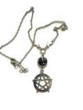 Pikkukuva 9 / 9: Necklace/Kaulakoru - Pentagram - Glitter - Black - Crescent Moon