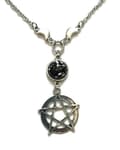 Pikkukuva 8 / 9: Necklace/Kaulakoru - Pentagram - Glitter - Black - Crescent Moon