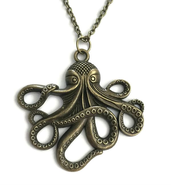 Necklace/Kaulakoru - Octopus - Kraken - Cthulhu - Bronze rem/46