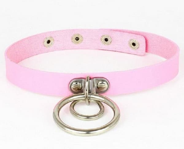 Choker O ring ROSA PU-Läder Dubbel Anime Kawaii Oversize Collar